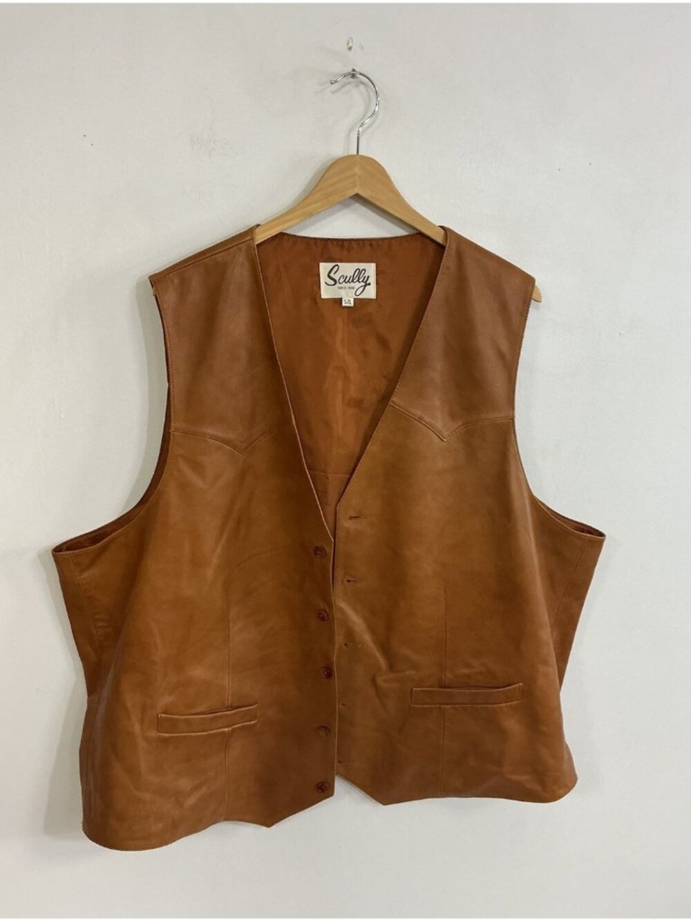 Scully Vintage Brown Leather Western Vest Cowboy Y2K Mens 52